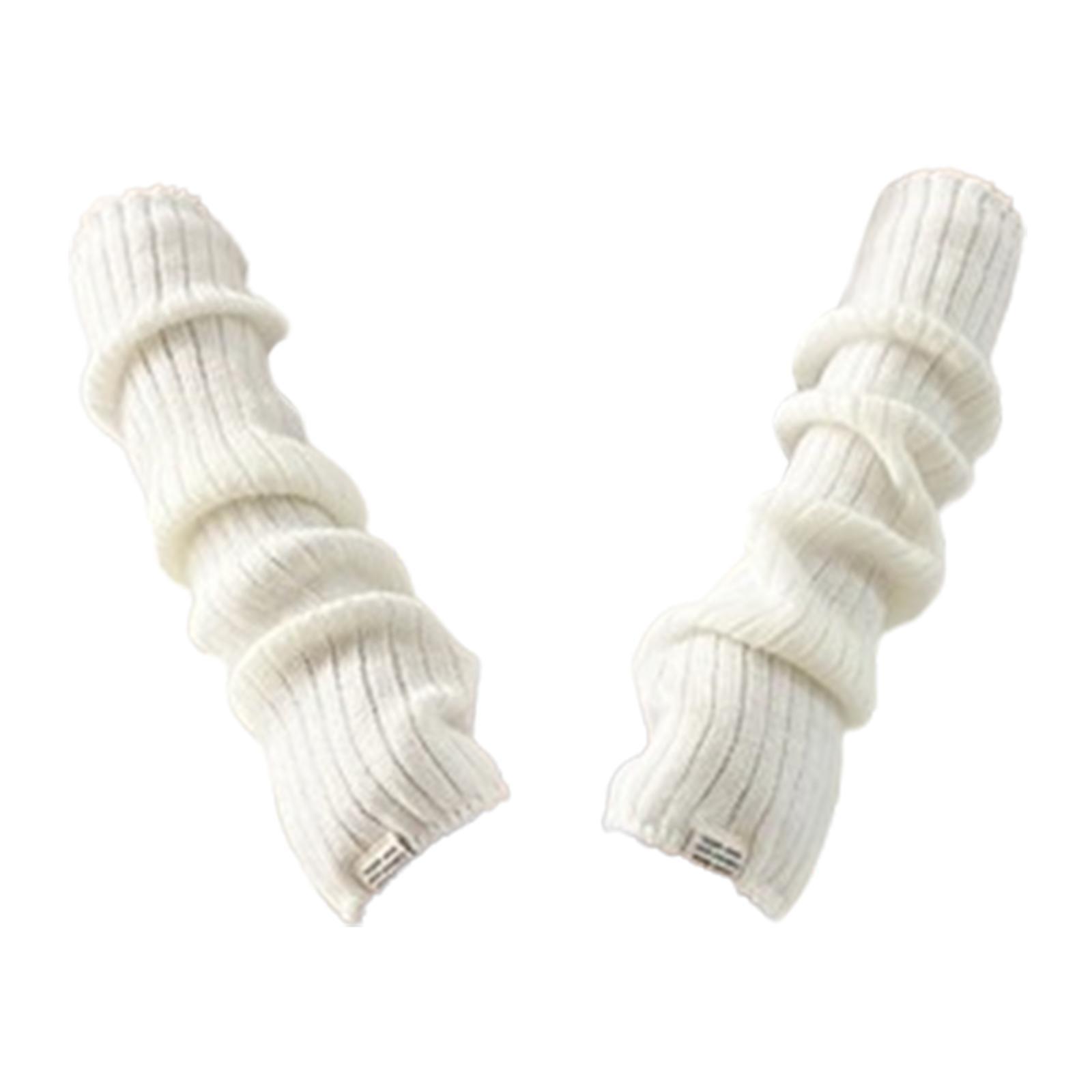 

Wrist Warmers for Cold Weather, Long Knit Fingerless Sleeves белый