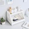 Creative Double-Layer Hollow Plastic Storage Rack for Desktop, Kitchen, or Bathroom Organizer