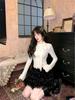 Chic Lace Slim Long Sleeve Top with Bow Design – Autumn/Winter Versatile Solid Color Sweet Base Layer