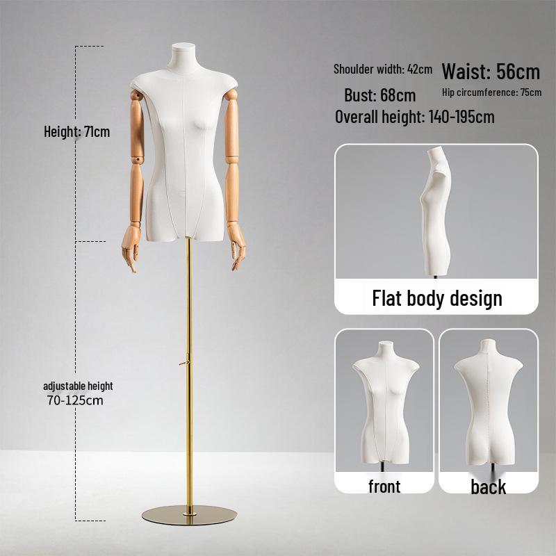 Adjustable Height Mannequin Stand with Arms for Women's Clothing Display
