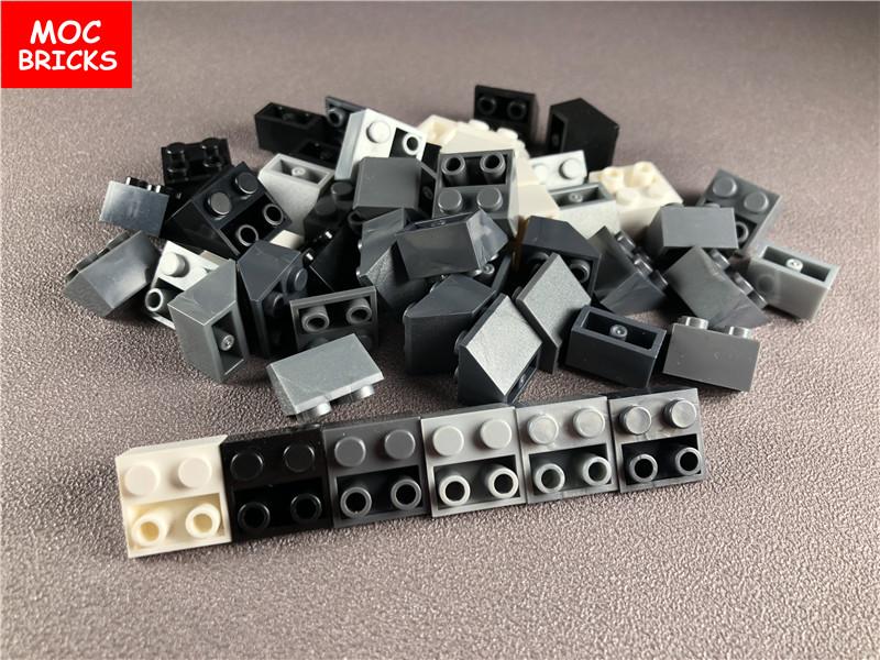 Non-Toxic 50Pcs/Lot Moc Bricks White Black Silver Gray Slope Brick 2X2 Inverted 3660 Diy Educational Building Blocks Toys Kids Gifts