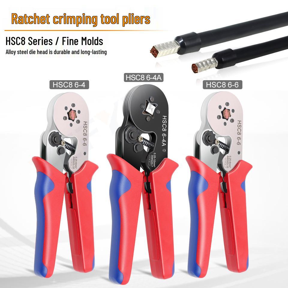 Compact Tube Terminal Crimper Ratchet Tool Set for Electricians