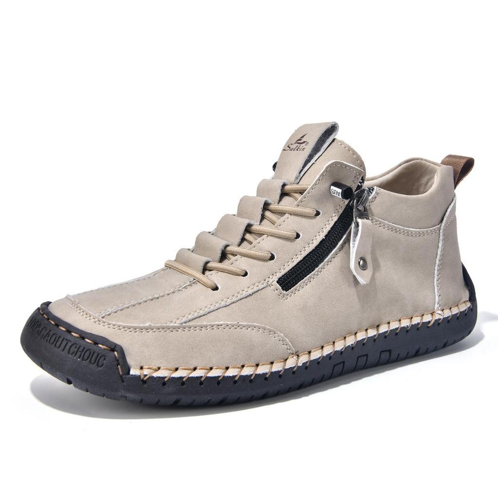 Autumn Leather Men Boots Handmade Casual Ankle Boots for Men Shoes Winter Boot Zipper Shoes for Man Hombres Botas