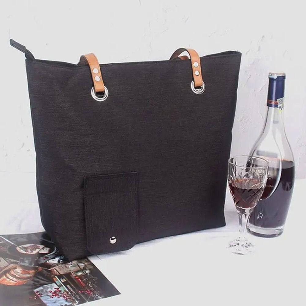 

Oxford Cloth Wine Cooler Bag Hidde Insulated Compartment Tote Shoulder Bag Camping