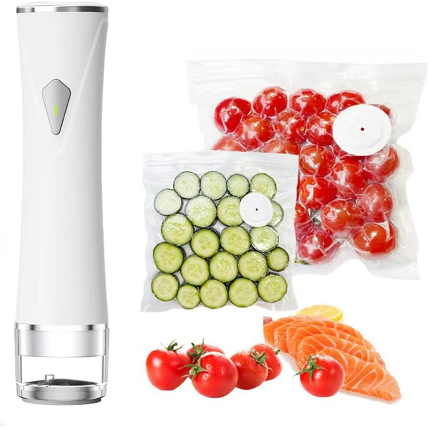 Handheld Vacuum Sealer, Portable Rechargeable Vacuum Sealer for Food with 30 Reusable Vacuum Bags, Strong Suction for Food Storage, Mini Food Saver 5X