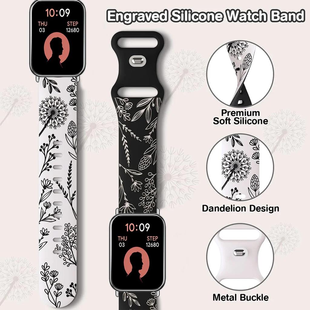 Silikonowy Pasek Pasek Do Xiaomi Mi Band 9 Pro/8 Pro Dwukolorowa Opaska na Nadgarstek z Mniszkiem Bransoletka Do Redmi Watch 4/5/6 Pasek Zamienny