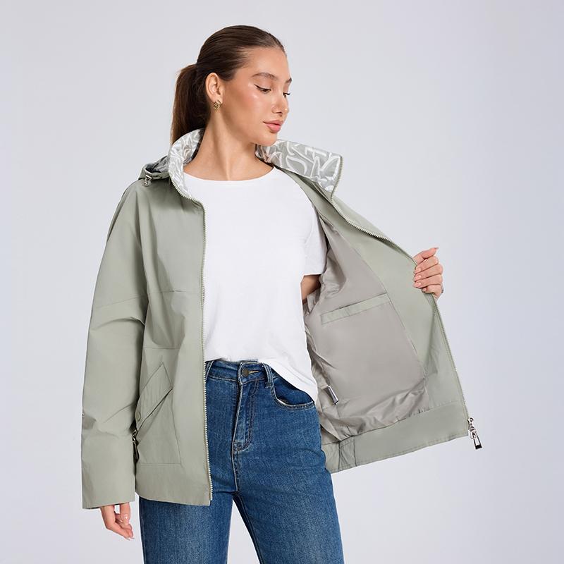 Women Jacket MODERN NEW SAGA Spring Women Coat Brand Autumn Lady Trench Coat Hidden Hood Windbreaker Plus Size