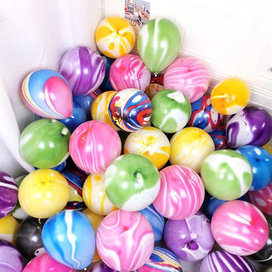 10Pcs/Set 10-inch Party Balloon Marble Agate Pattern Leakproof Anti-burst Thicker Strong Wedding Party Decor Latex Balloon Party Supplies