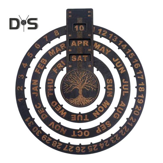 

Ручной вращающийся вечный настенный календарь с отображением даты, недели, месяцев, деревянный календарь для домашнего офиса, настенный календарь для спальни, украшение Tree