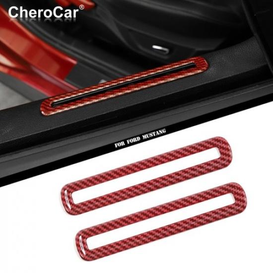 

Inner Door Air Vent Trim Cover Frame for Ford Mustang 2015- Red Carbon Fiber