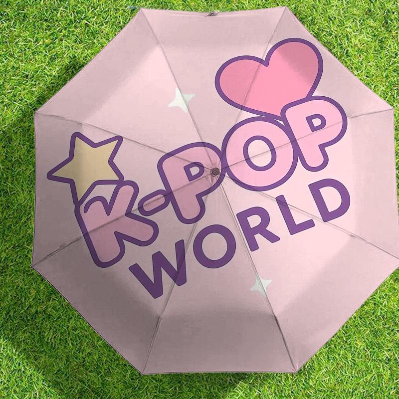 1pc K-Pop World Pattern Umbrella Design Automatic Opening and Closing Umbrella, High-quality Travel Umbrella,  c1128091