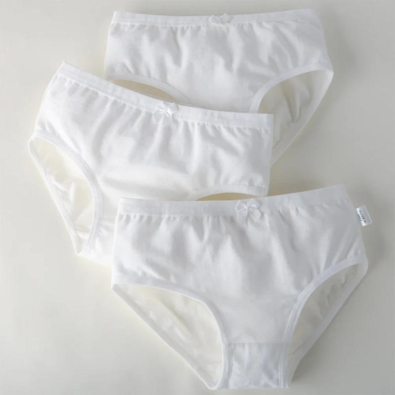 Girls Cotton Panties Soft Antibacterial Solid Underwears Children's Pure White Underpants Kids Breathable Briefs For Kids
