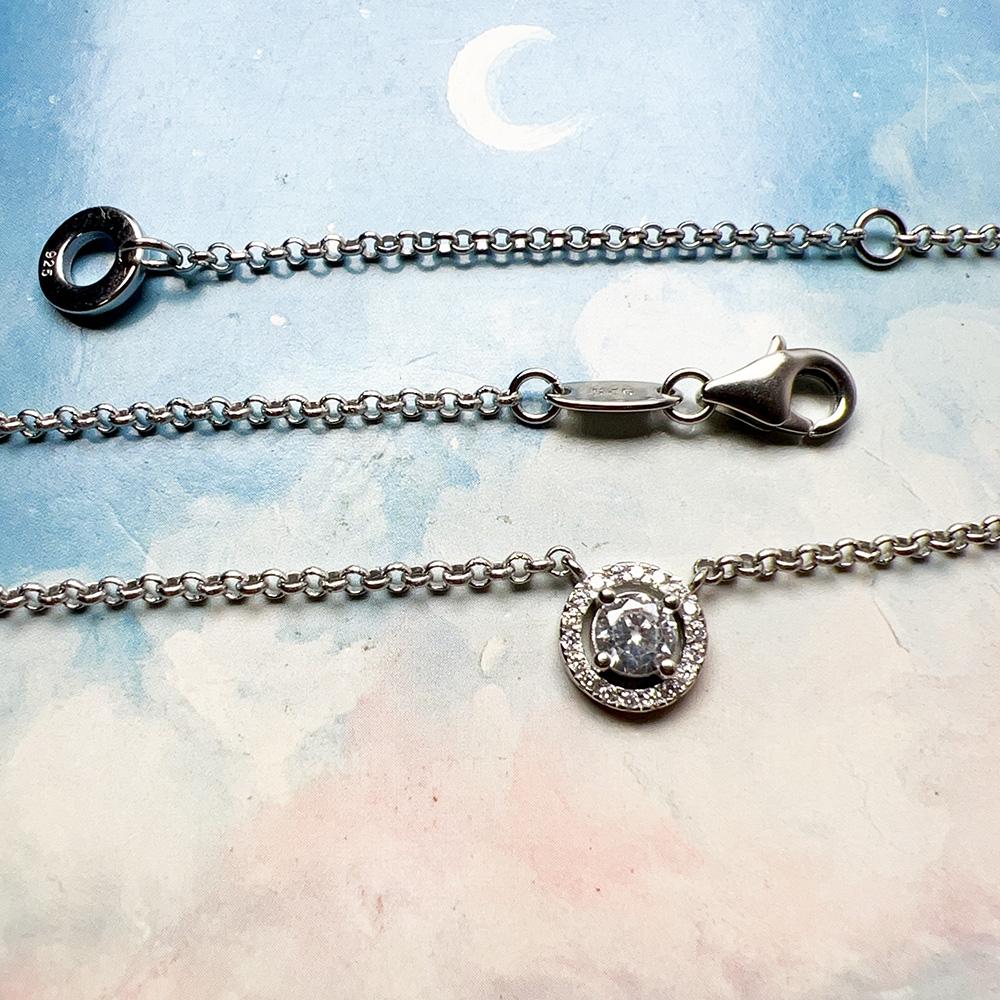 Halo Pendant Round Zircon Necklace Spring New Link Chain Fine Jewelry Europe 925 Stering Silver Bijoux Classic Gift For Women