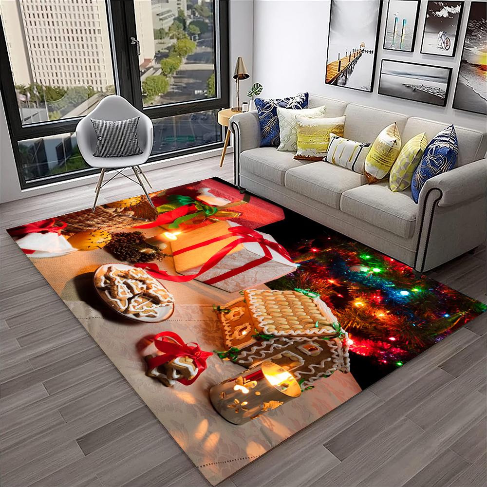 

Мультфільм Санта-Клауса Весела Різдвяна ялинка Дитячий подарунок Килимок для дому Вітальня Спальня Диван Придверний килимок Декор, нековзкий килимок 40cm x 60cm