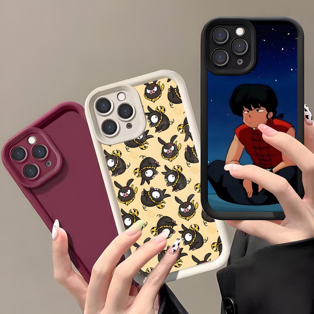 Cartoon R-Ranma 1 2 Phone Case For IPhone 17 Air 16 E 15 14 Plus 13 12 11 Pro Max Black Sky Eye Stepped Protective Case