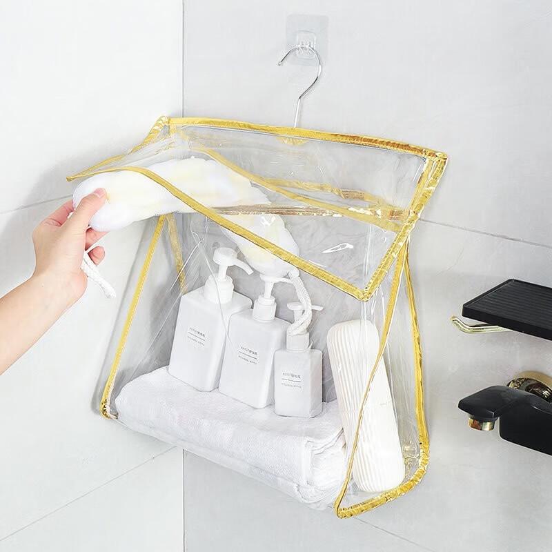 Wall-Mounted Waterproof Large-Capacity Transparent Bathroom Storage Bag