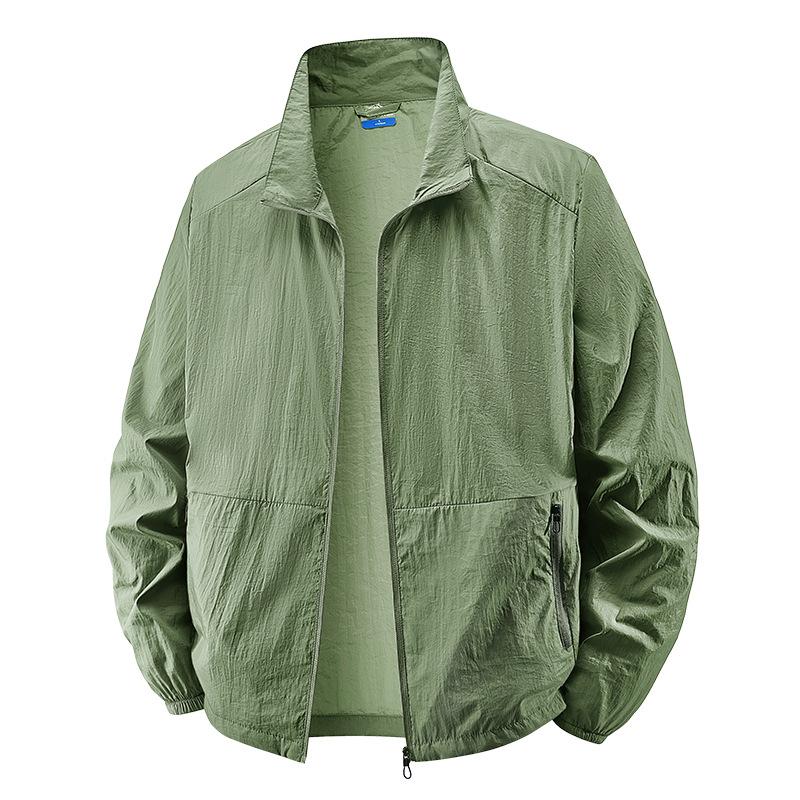 Popular Men's Two Open Sunscreen Clothing Summer Light and Breathable Men's Skin Clothing Men's Stand-Up Collar Outdoor Jacket