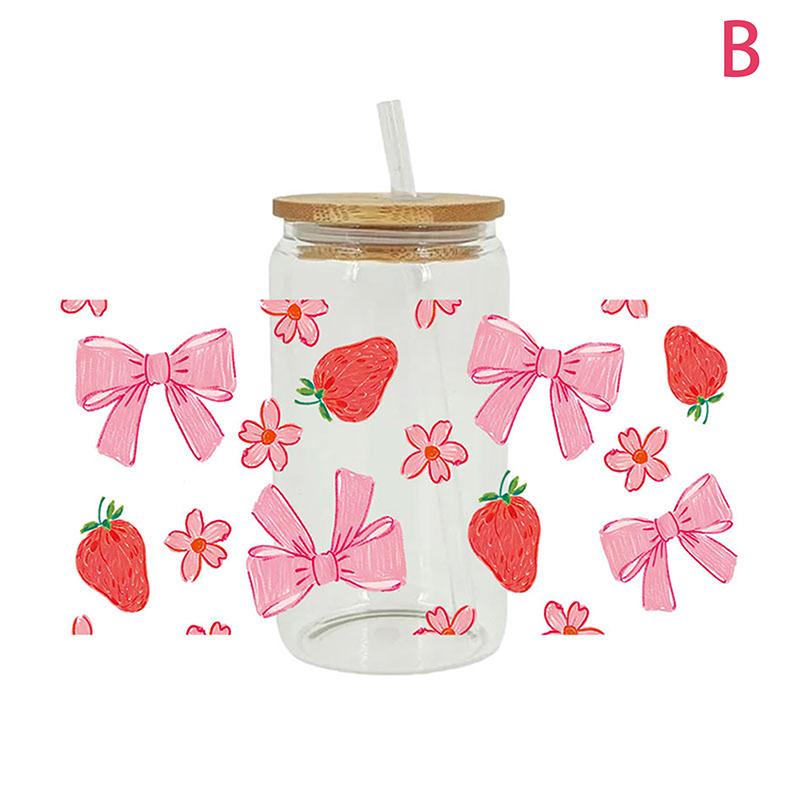 

Струящиеся банты УФ DTF обертка для стакана пива 16 унций красивые ленты с любовью милый девчачий дизайн обертки для стакана УФ DTF наклейка