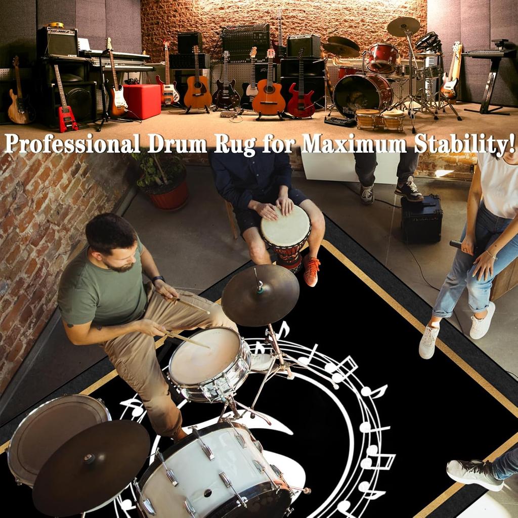Professionelle Schalldämmende Schlagzeugmatte, Rutschfeste Abdeckung für Bass Snare Jazz Elektronische Schlagzeuge, Geräuschreduzierende Bodenmatte Teppich