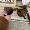 Premium Brown Luoyi Sunglasses, Metal Wind Double Beam Driving Outdoor Versatile Sunglasses
