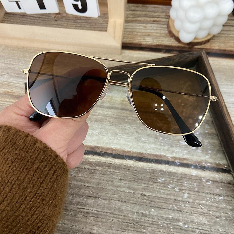 Premium Brown Luoyi Sunglasses, Metal Wind Double Beam Driving Outdoor Versatile Sunglasses