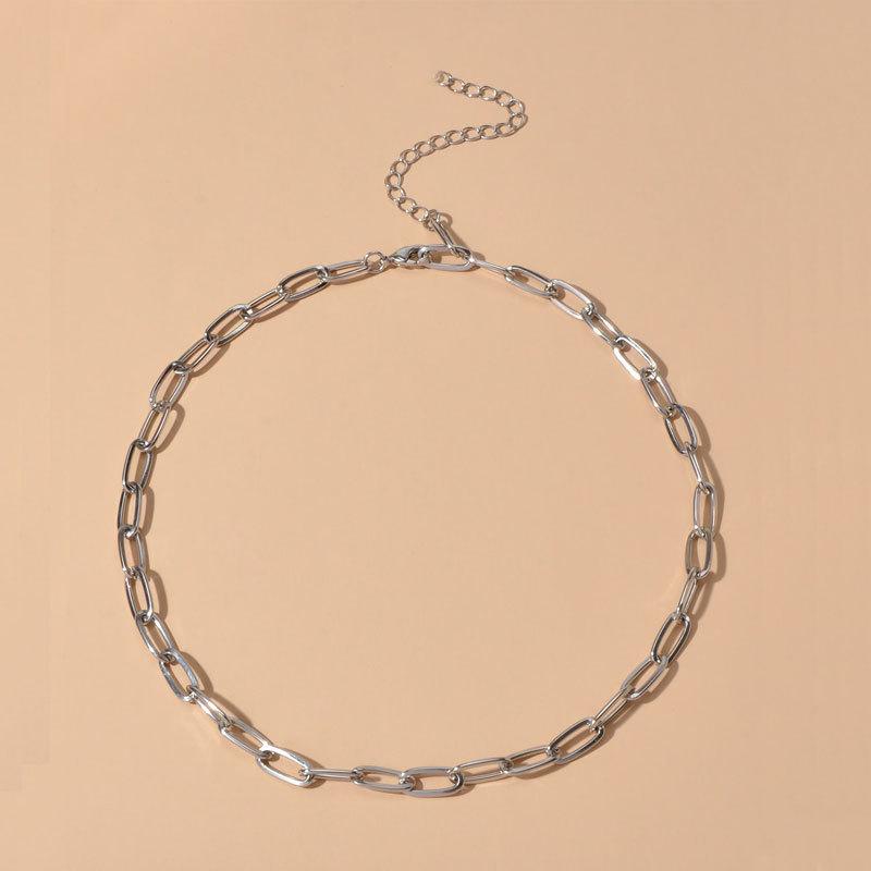 

Минималистичное металлическое квадратное колье-чокер с крупной цепью для женщин – Модное украшение на ключицу серебряный