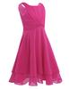 Abito da ragazza di fiori con volant in chiffon annodato in vita per ragazze. Spettacolo principessa, matrimonio, damigella d'onore, compleanno