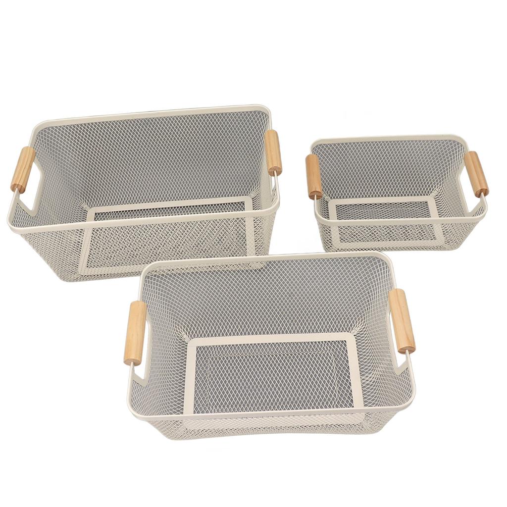 3 ks Kovový drátěný úložný koš Velkokapacitní Dekorativní Pevný Úložný koš z tepaného železa na knihy