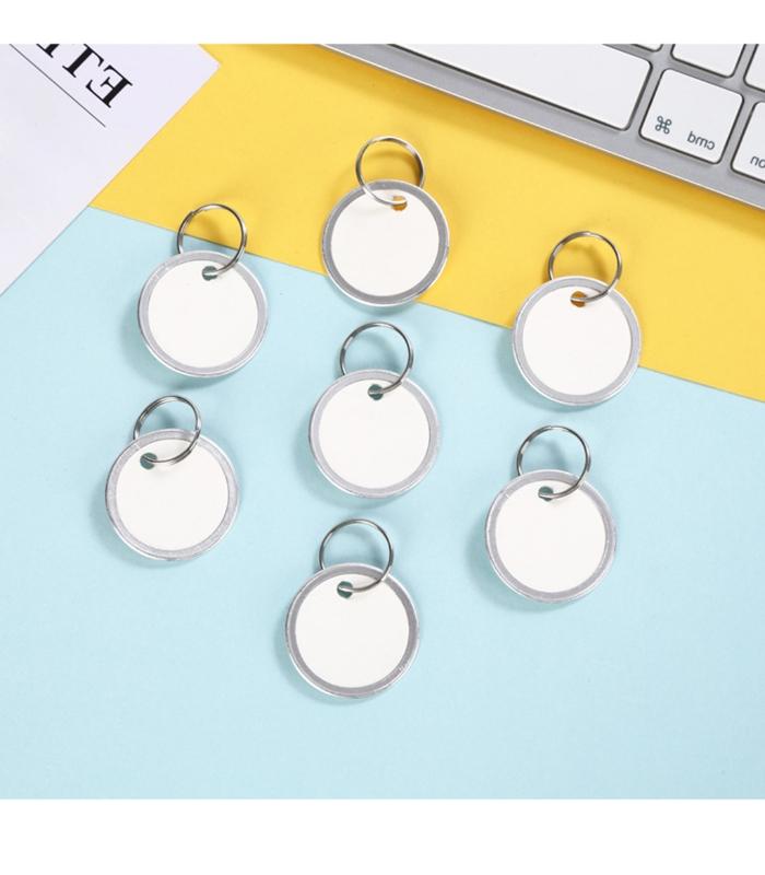 50 Pieces Metal Rimmed for Key Tags Round Paper Tags with Metal Rings White Label for Car Keys and Door Keys 31mm White