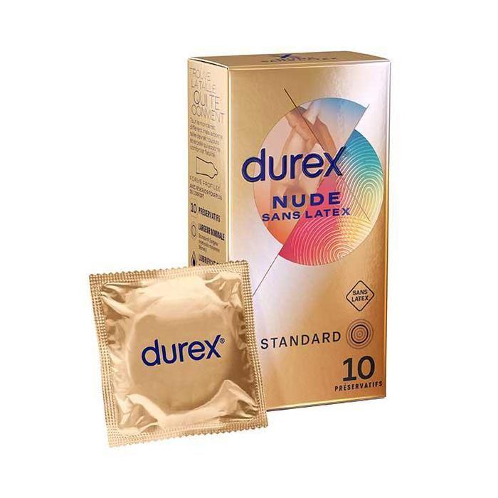 Durex Préservatifs Nude Sans Latex - 10 Préservatifs Sensation Peau Contre Peau