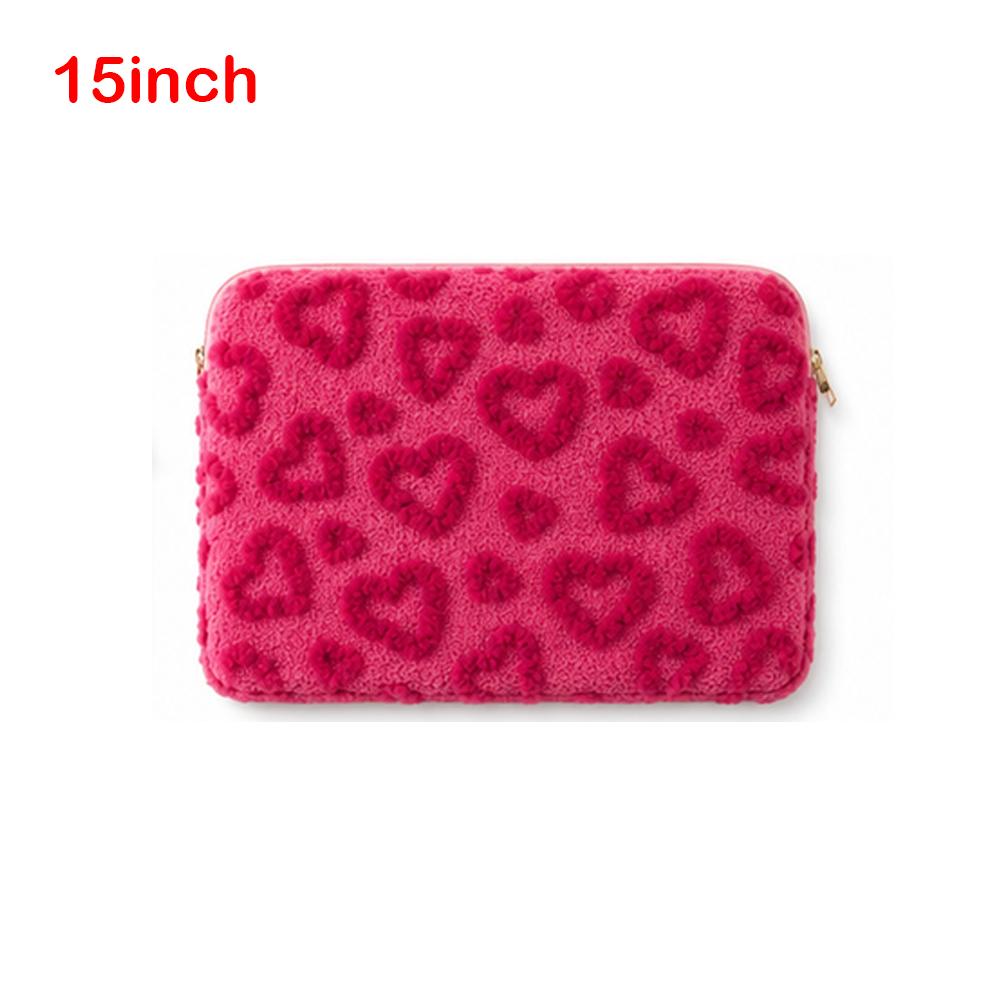 Plush Notebook Computer Sleeve Heart Pattern Protective Device Case Tablet Sleeve Daily Commuting