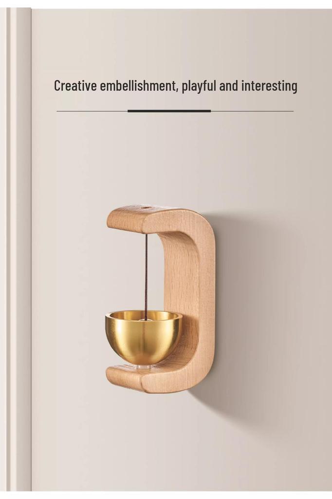 Japanese-Style Solid Wood Doorbell with Suction Cup - Entry Alert & Wind Chime Door Hanger