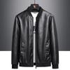 Men  Casual  Stand Collar  Straight Hem  Zip  Leather Jacket  Plus Size  Jacket  8xl