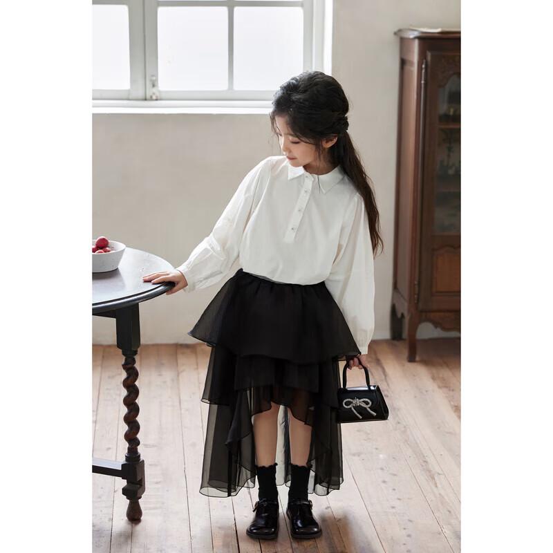 LUSON Girls' Floral Half-Placket Casual Shirt