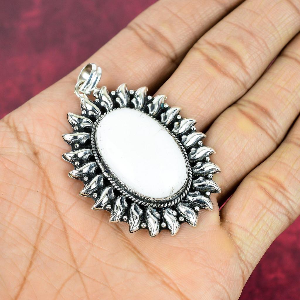 White Coral 925 Solid Sterling Silver Pendant, Handmade Gemstone Pendant Jewelry, Gifts For Wife Brand New Pendant