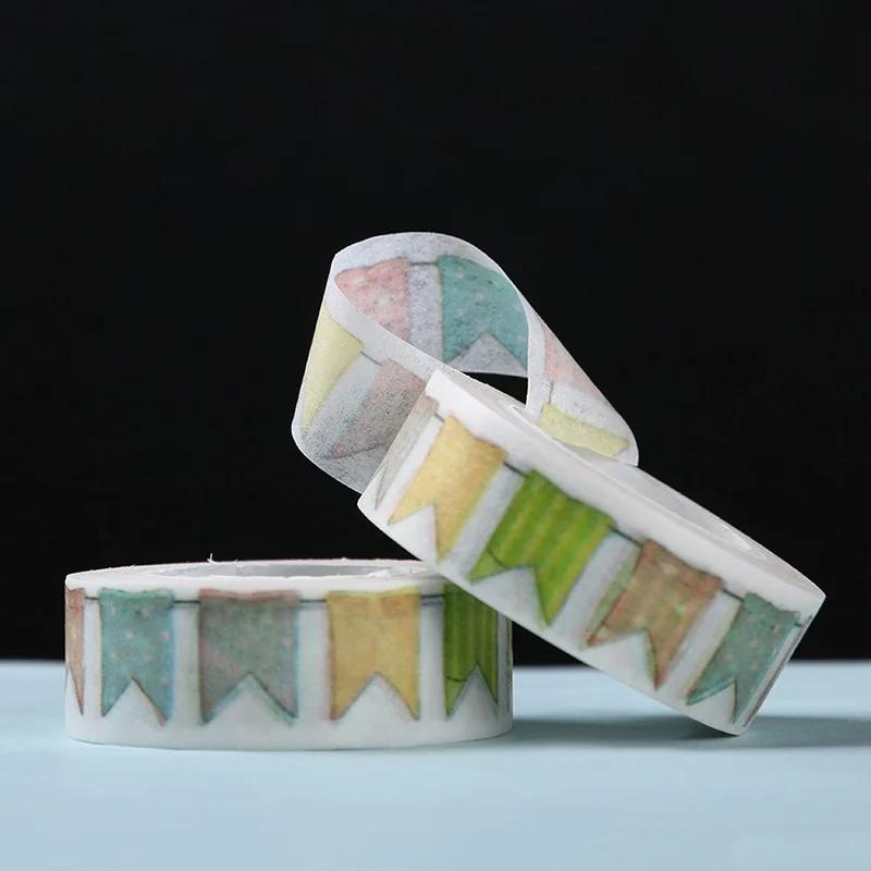New Colour Flag Tape DIY Decoration Scrapbooking Planner Masking Adhesive Tape Kawaii Stationery