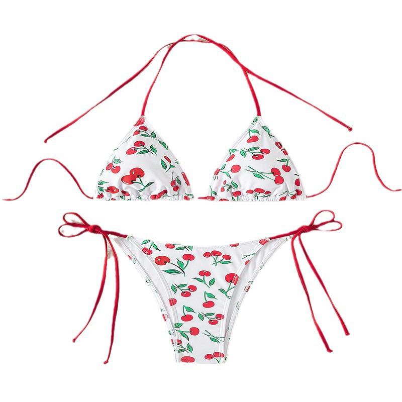 2025 European & American Printed Halter Neck Sexy Bikini Swimsuit - Women's Beach Hot Spring Swimwear