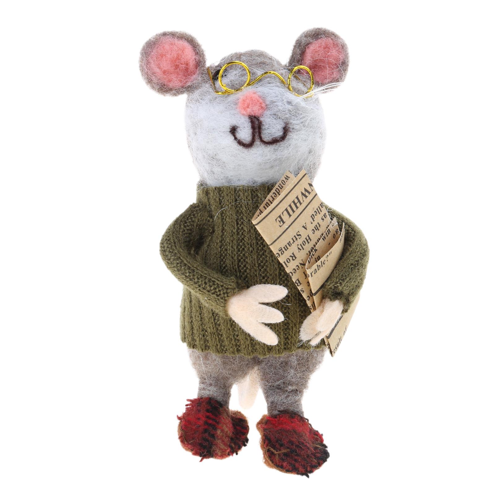 

Коллекционный Милый Мышонок из Игловой Войлочной Шерсти Миниатюрные Куклы Войлочные Мыши Фигурка Игрушка Новогоднее Рождественское Украшение A