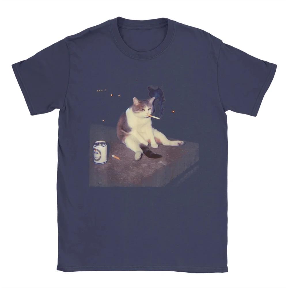 

2026 New A Funny Smoking Lonely Cat and Stupid Brainrot Print Tshirt Short Sleeve Streetwear Mens and Womens Tshirt Men Top 4XL