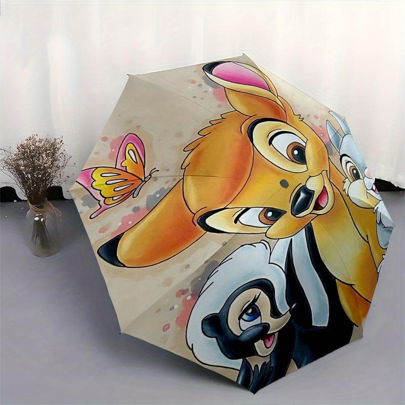 Bambi, Thumper Automatic Opening and Closing Umbrella - 8 Ribs Portable Folding Umbrella with Plastic Handle, Suitable for Leisure and Hallo