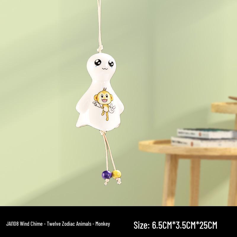 Totoro Ceramic Wind Chime Ornament - Cute Japanese Wall Decor for Girls' Bedroom