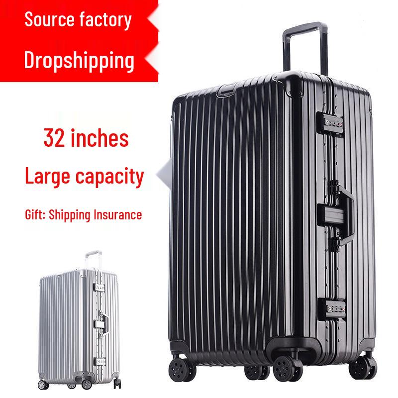 Extra Large Aluminum Frame Trolley Case with Combination Lock - Sport Style Carry-On Luggage for Men and Women