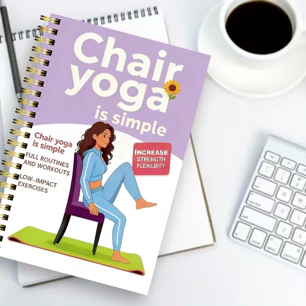 30-Day Chair Yoga Guide Book for Beginners, 60 Workouts for Weight Loss & Flexibility, Spiral Bound Senior Exercise Book (5.5x8.3 Inch, Green)