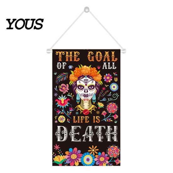 Wall Backdrop Day of The Dead Fabric Art, Mexican Fiesta Theme Colorful Sugar Exotic Themed Skull Hanging Tapestry Decoration for Photo Booth,