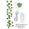 2.3m Fake Creeper Green Leaf Ivy Vine with 2m LED String Lights - Home Wedding Party Hanging Garland Artificial Flower
