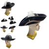 White Feather Pirate Hat Half Handcrafted Design For Halloween Party Cosplay