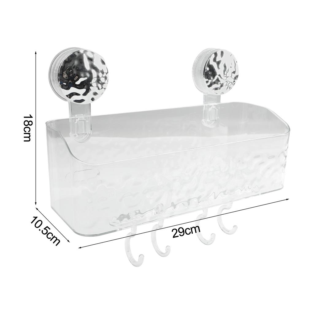 Space-Saving Rack Shower Storage Basket Thickened PET Material Compatible With Smooth Surfaces Large Capacity Suction Shelf