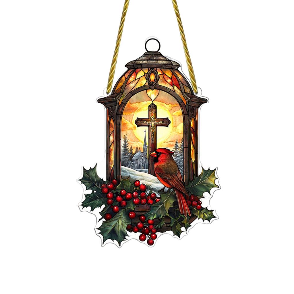 Cat Wearing Christmas Hat 2D Flat Acrylic Christmas Theme Garden Door And Window Hanging Decoration Holiday Ornaments