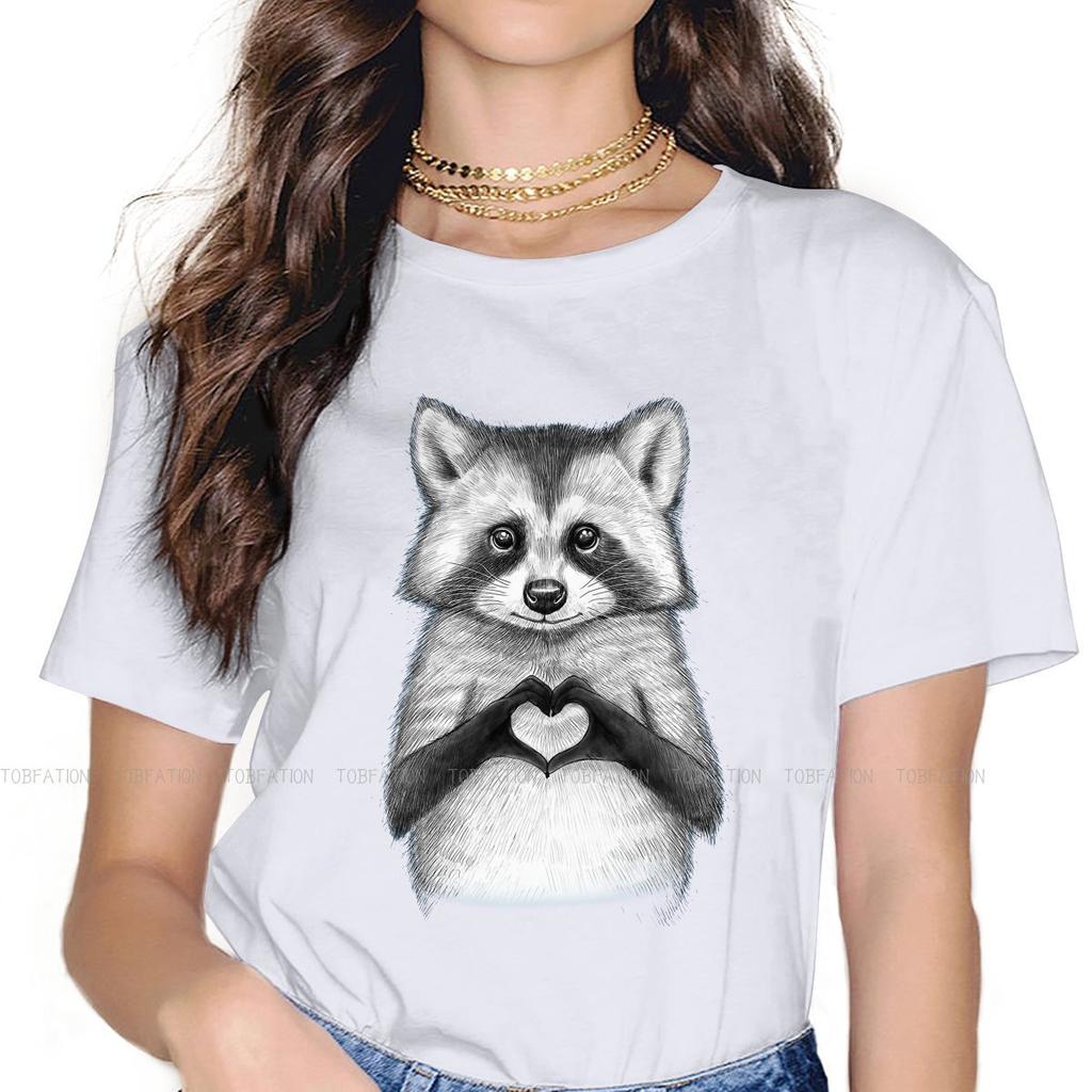 Heart Classic Casual Tshirt Raccoon In North America Cute Creative Streetwear Comfortable T Shirt Unisex Short Sleeve Special