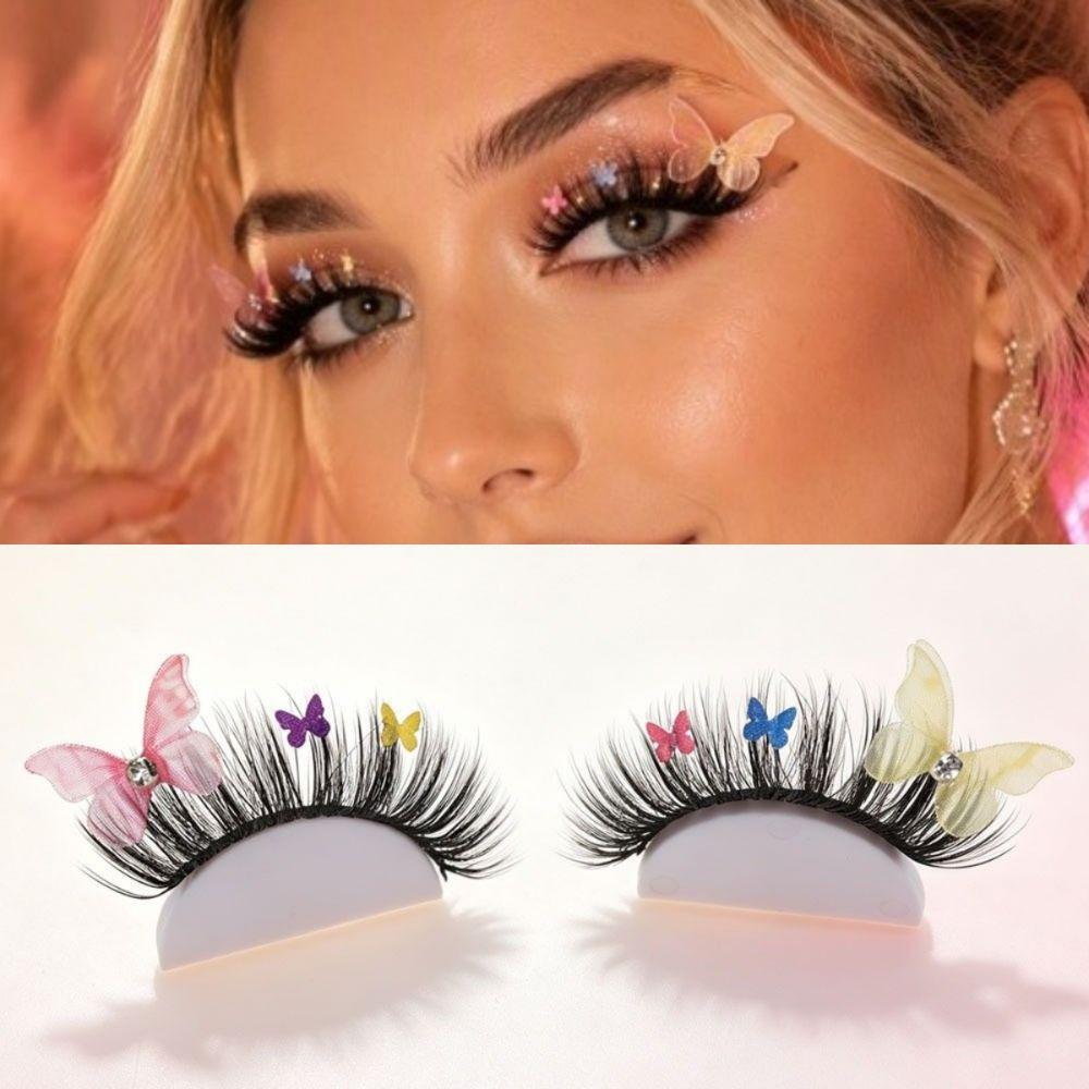 1 Pair Full Strip Reusable Sparkly Lashes Natural to Fluffy Faux Mink False Eyelashes Cosplay